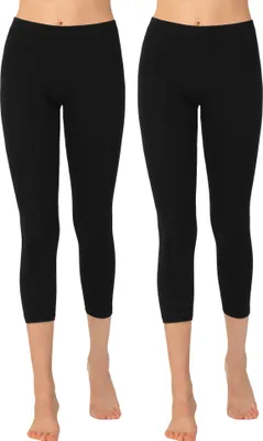 Produktbild von OCERA Damen Leggings 3/4 Lang (Capri) aus atmungsaktiver Viskose Schwarz Gr. L (44/46) 2er Pack