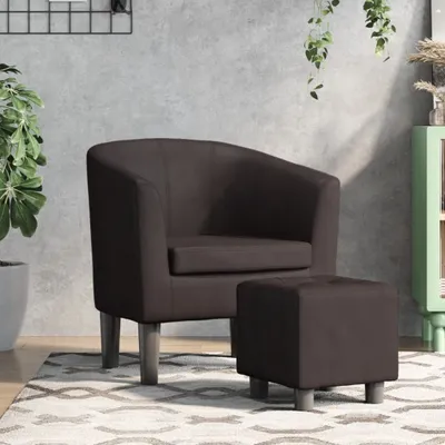 Imagen del producto de El sillón reclinable "Living Store" con reposapiés, color marrón, tapizado en cuero sintético