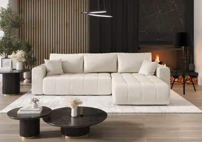 Produktbild von Ecksofa Schlafsofa CAMILA Stoff Monolith Creme Ottomane Rechts