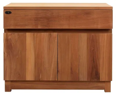 Produktbild von Lowboard Carmelo aus Teakholz für die Outdoorküche, 90x72x60 cm, naturfarben, Massivholz Gartenmöbel, Küchenzubehör, Wetterfest, Einsatzbereich: Garten