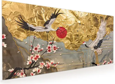Produktbild von Küchenrückwand Spritzschutz Glas mit Motiv Blüten und Kraniche 40 x 40 cm