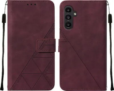 Image de Etui en cuir pour Samsung Galaxy A14 5G avec embossage, porte-cartes et support rouge