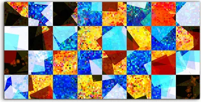 Produktbild von Coloray Acrylbild 100x50  Wandbild Acrylbilder Kunst Mosaik buntes Schachbrett