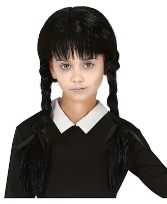Produktbild von Dark Girl Kinder Perücke mit Pony als morbide Halloween Frisur