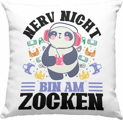 Produktbild von Trendation - Zocker Deko-Kissen mit Füllung 40x40 Geschenk Nerv Nicht Bin Am Zocken Gamer Geschenkidee Lustiger Spruch Gaming (Rosa)