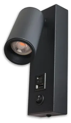 Produktbild von Isoled LED Leseleuchte, 4,5W, schwarz, mit USB-A und USB-C Ladebuchse, 3000K 117575