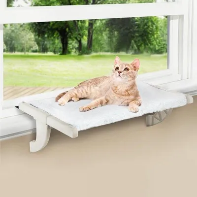 Produktbild von Famanu Katzenfenster-Bett mit weicher Polsterung - Rosa/Grau