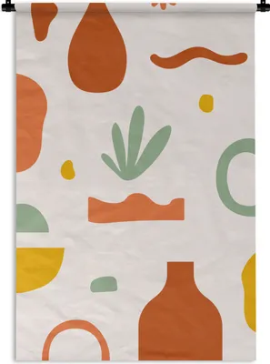 Produktbild von MuchoWow® Wandteppich Wandbehang Sommer - Pflanzen - Vase 90x135 cm Tapisserie Dekoration Wandtuch - Baumwolle - Wandskulptur