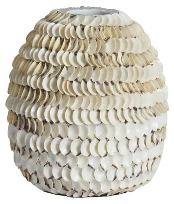 Produktbild von Vase aus der Serie SARRIA, gefertigt aus Bambus, in der Farbe Creme, mit einer Höhe von 35cm