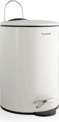 Image de Poubelle à pédale en acier de 3 litres, couleur sable, avec système Smart-Close