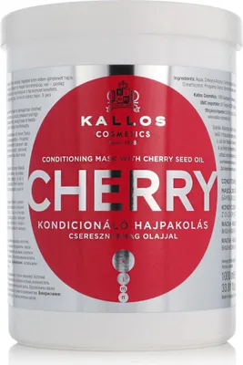 Obrázek produktu pro Kallos KJMN Cherry Hair Mask 1000ml, 1000 ml, Ženy, Poškozené vlasy, Suché vlasy, Hydratační, Vyživující, Změkčující, Vápník, Třešeň (ovoce)
