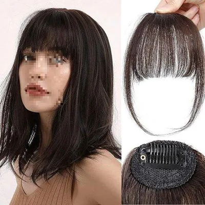 Imagen del producto de Peluca para mujer, con flequillo, de 25 cm, color marrón