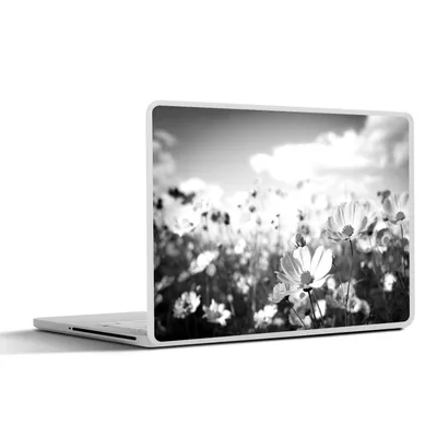 Produktbild von MuchoWow® Laptop Aufkleber Sticker Cover Blumen - Wiese - Lila - Gras - Weiß - Wolken - Blau 30x22 cm - Laptop-Sticker