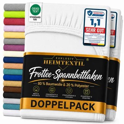Produktbild von Frottee Spannbettlaken Doppelpack Rundumgummizug 200 x 220 cm Weiss