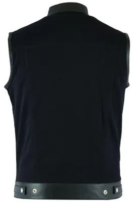Produktbild von Denim Motorrad Biker Kutte Weste Bikerweste Motorradweste Stehkragen schwarz, Größe:52/L, Weste:Denim+Leder