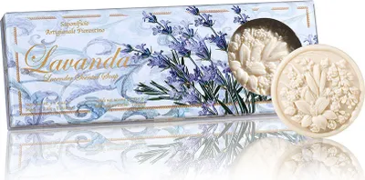 Produktbild von Saponificio Artigianale Fiorentino Lavendel Rund Seifen in der Box 3x 125 g