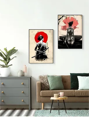 Productafbeelding van LYBOHO Japanse damesposter, canvas kunstafdrukken, woonkamer wanddecoratie, 2 stuks, 40x60 cm