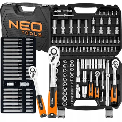 NEO TOOLS 10-211 Steckschlüsselset, 110-teilig, plus 40-teiliger Bit-Satz