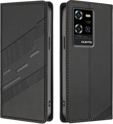 Image de Etui pour Oukitel WP50, étui en cuirPolyuréthaneavec fente pour cartes et fonction stand Schwarz