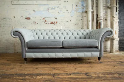 Image de Canapé Chesterfield, modèle 3 places, canapé pour salon, design gris