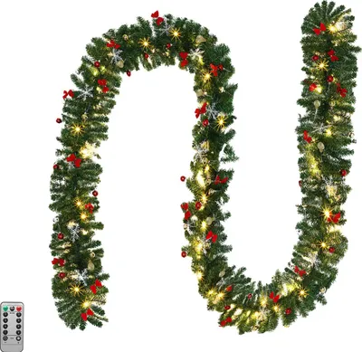 Immagine prodotto di Jayseuw ghirlanda di Natale con 100 LED per interni esterni 5M con decorativi con telecomando