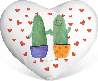 Produktbild von Mr. & Mrs. Panda Dekokissen Kaktus Liebe - Weiß - Geschenk, Kakteen, Trennung, dekoartikel, Liebesbeweis, Sofakissen, Kuschelkissen, Love, Liebeskissen, Hochzeit, Kissen