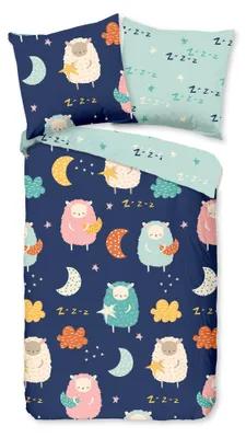 Produktbild von JACK Renforcé Wende Bettwäsche 2 tlg. 135x200cm Schäfchen Traumwelt Blau
