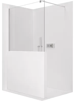 Imagen del producto de Mampara de ducha Walk-in Onyx, semicircular, izquierda/derecha, vidrio de 8 mm, soporte redondo, cromo, vidrio transparente, 90x100 cm