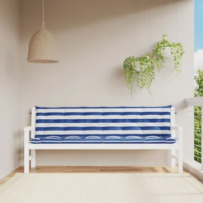 Produktbild von The Living Store Gartenbank-Auflagen 2 Stk. Blau&Weiß Gestreift 200x50x7cm Stoff