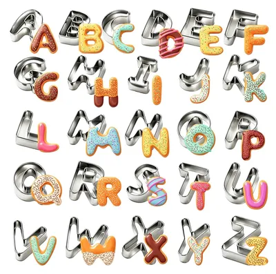 Image de Solidchoice - Ensemble de 26 emporte-pièces en acier inoxydable, lettres de A à Z