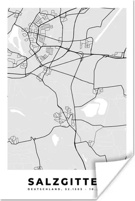 Produktbild von MuchoWow® Poster Karte - Salzgitter - Deutschland - Karte - Stadtplan 120x180 cm - Kunstposter