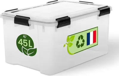 Produktbild von Luftdichte Kunststoff-Aufbewahrungsboxen mit Deckel 45L Transparent Hermetische wasserdichte Verschluss Robuste Klickverschlüsse Stapelbar Staubschutz BPA-frei - 45L.