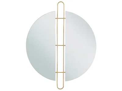 Obrázok produktu pre Nástenné zrkadlo zlaté kovové ø 52 cm okrúhly rám nástenný doplnok do domácnosti glamour štýl minimalistické