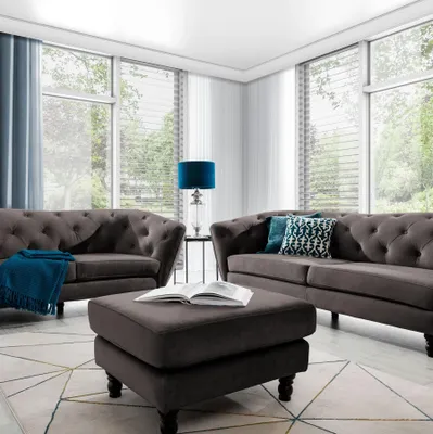 Produktbild von Polsterhocker Hocker Sitzhocker CHARLOTTE in Stoff Matt Velvet Braun