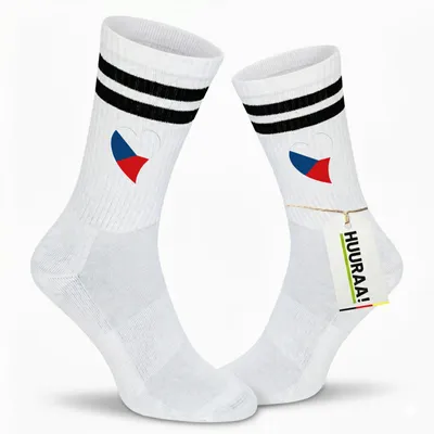 Produktbild von Huuraa Uni Socken Tschechische Republik Flagge Herz 42/46 Black Baumwolle Tennissocken Geschenkidee