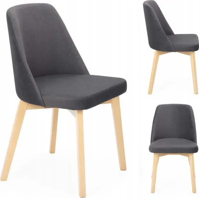 Zdjęcie produktu dla Krzesło do jadalni – czarne – krzesło kuchenne – krzesło do salonu – brązowe drewniane nogi – 50 x 81 x 54 cm (szer./wys./gł.) – nośność 130 kg – BELLUNO 1