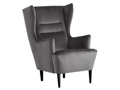 Produktbild von XDREAM Olaf Ohrensessel | Relaxsessel mit Armlehnen | Samtvelours grau | Wohnzimmer & Wohnzimmer Ecke | Sitzhöhe 46 cm