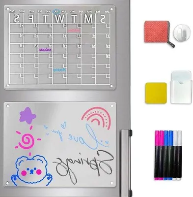 Productafbeelding van Famanu weekplanner, afveegbaar, magnetisch - 2 stuks droog afveegbare kalenderborden - 40 x 30 cm, transparant