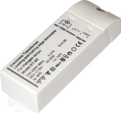 Produktbild von Transmedia-LT2L Elektronischer Halogen-Trafo,  110 x 37 x 20,5 mm SlimLine, 230V auf 12V,  20-60 W - mit Überlastungsschutz und Temperatursicherung