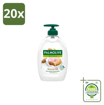 Image de 20 flacons de savon liquide Palmolive, lait d'amande, avec distributeur pompe, 500 ml, lot de 20