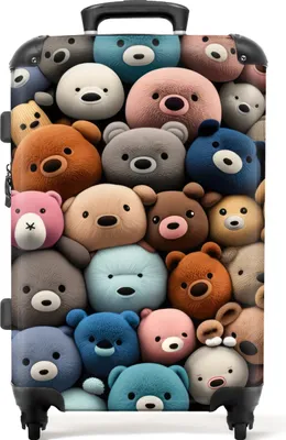 Produktbild von NoBoringSuitcases.com Kinder Koffer Mittelgroß 67x43x25 cm, 72L, Farbenfrohe Drucke für Kinder: Bunt - Plüschbären, Reisekoffer mit 4 Rollen