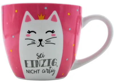 XXL Kaffeetasse aus Porzellan, Katzenmotiv, 400 ml, spülmaschinengeeignet