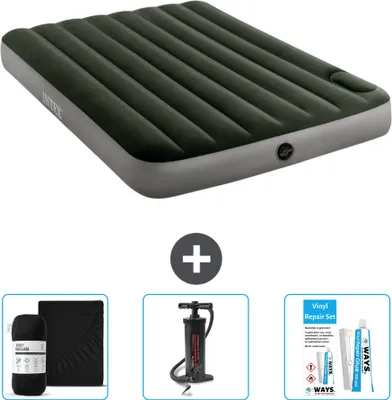 Produktbild von Intex Airbed - Doppelbett - 137 x 191 x 25 cm - Grün - Spannbettuch - Pumpe en Reperaturset