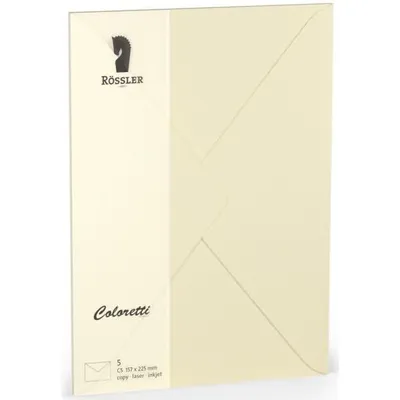 Image de Rössler Papier 220711512 Coloretti Enveloppes - C5, 5 pièces, crème