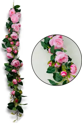 Produktbild von Gartenrosengirlande, Rosenblütenanhänger, 125 cm, rosa
