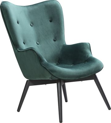 SalesFever Polstersessel | Bezug Samt | Gestell Metall schwarz pulverbeschichtet | B 80 x T 99 x H 92 cm | grün