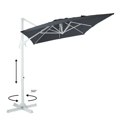 Produktbild von AXI Coco Ampelschirm Rechteakig 200 x 300 cm in Weiß / Grau | Sonnenschirm für Garten / Terrasse mit Aluminium Rahmen | Inkl. Kreuzfuß & Schutzhülle
