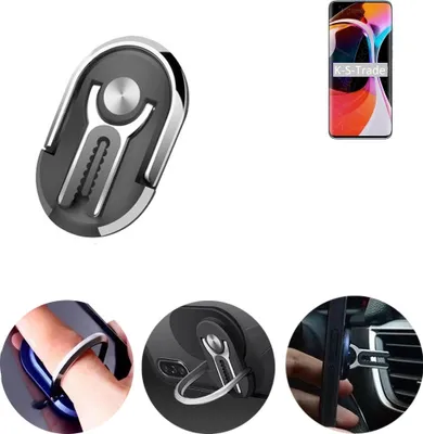 Produktbild von K-S-Trade 3in1 Smartphone-Ring Handy-Ring kompatibel mit Xiaomi Mi 10 Pro Fingerhalterung  Handyring Tischständer Lüftungsgitter-Halterung Tisch