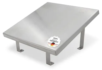 Produktbild von Kaminhaube schräg aus Edelstahl 450 x 450 mm