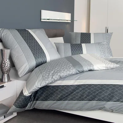 Produktbild von Janine Feinbiber Bettwäsche Davos 65097 silber anthrazit 135x200 cm + 80x80 cm